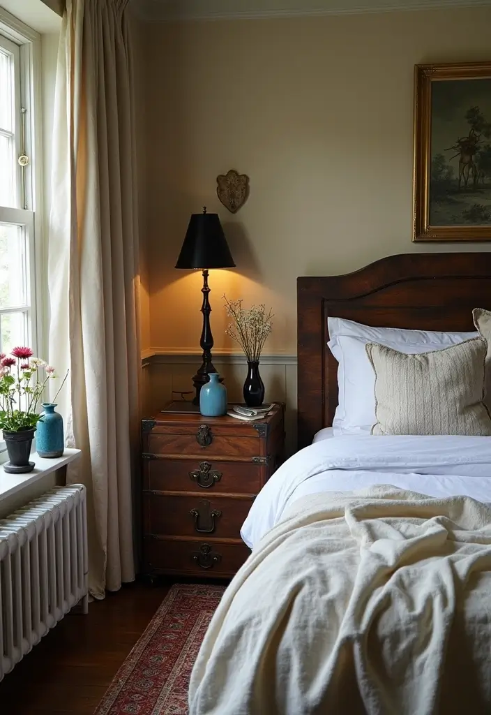 30 Blue and Black Bedroom Ideas That Mix Cool and Confidence - 13. Vintage Accents