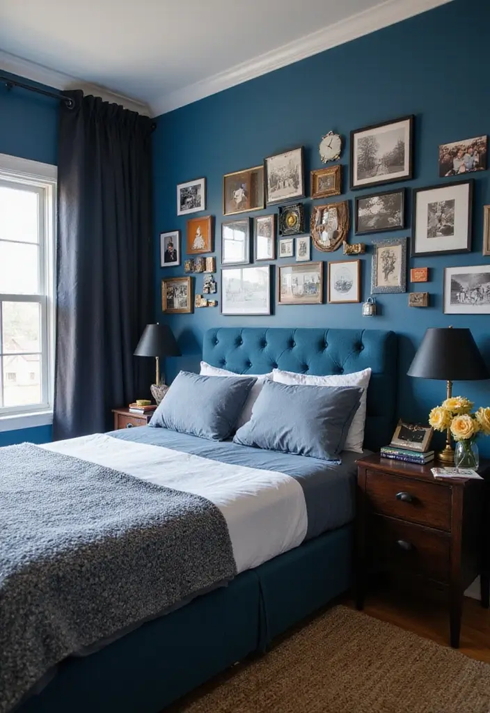 30 Blue and Black Bedroom Ideas That Mix Cool and Confidence - 15. Personal Touches