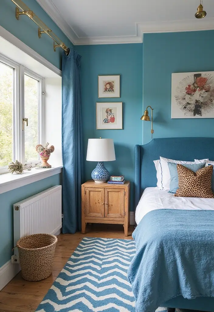 30 Blue and Black Bedroom Ideas That Mix Cool and Confidence - 29. A Touch of Whimsical
