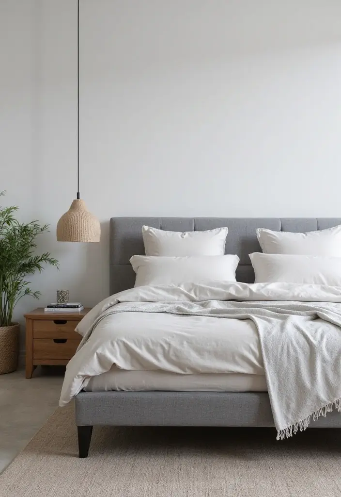 30 Grey Bedroom Furniture Ideas That Are Elegant & Timeless - 1. Sleek Grey Bed Frame