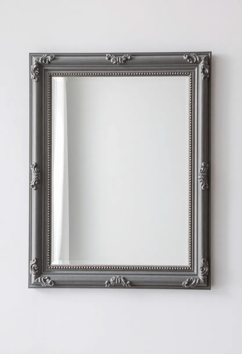 30 Grey Bedroom Furniture Ideas That Are Elegant & Timeless - 19. Grey Frame Mirrors