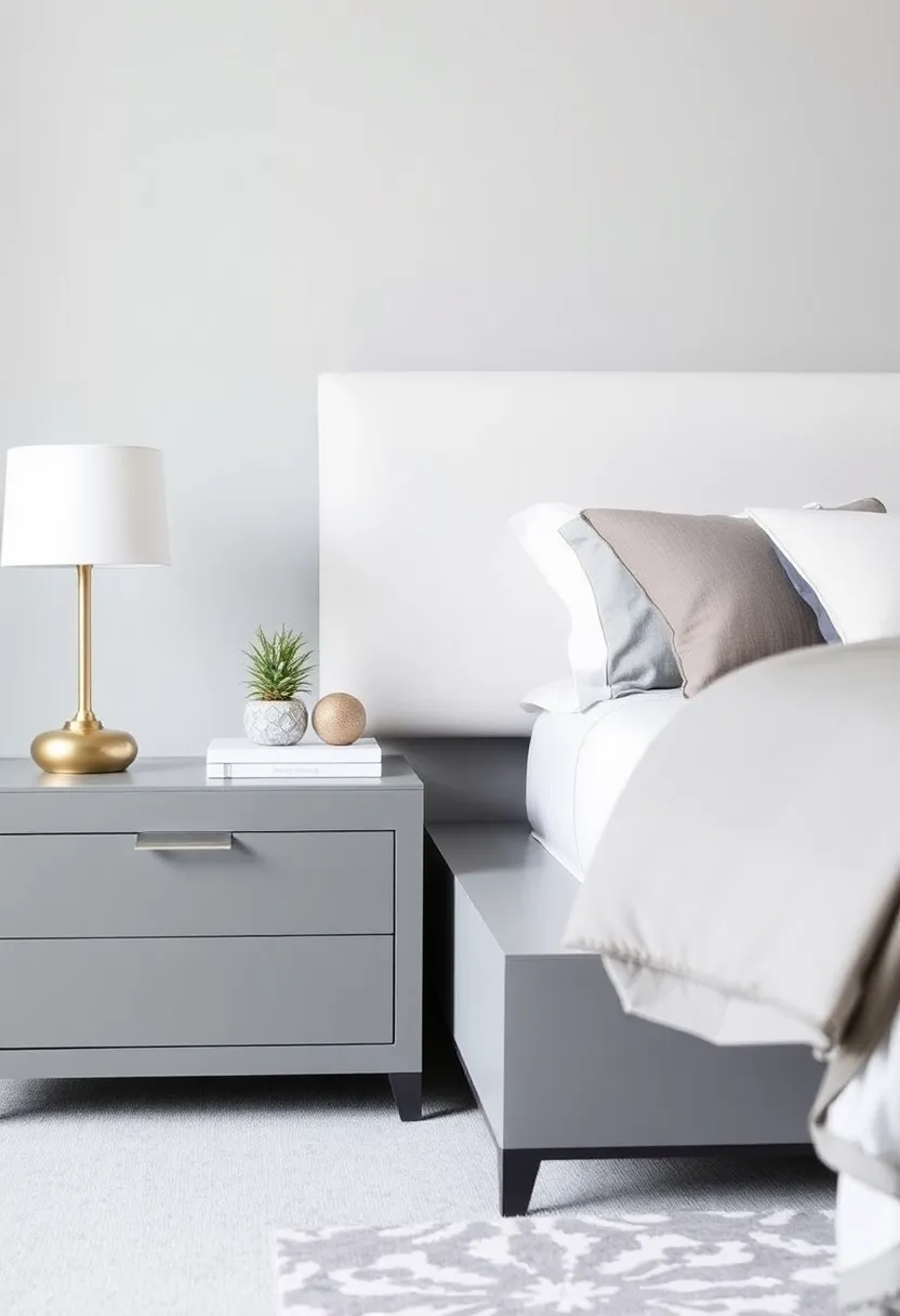 30 Grey Bedroom Furniture Ideas That Are Elegant & Timeless - 2. Contemporary Grey Nightstands