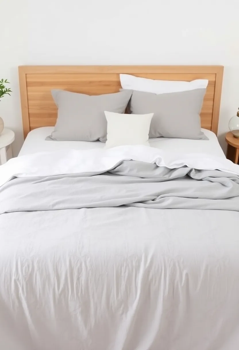 30 Grey Bedroom Furniture Ideas That Are Elegant & Timeless - 25. Grey and White Bedspread