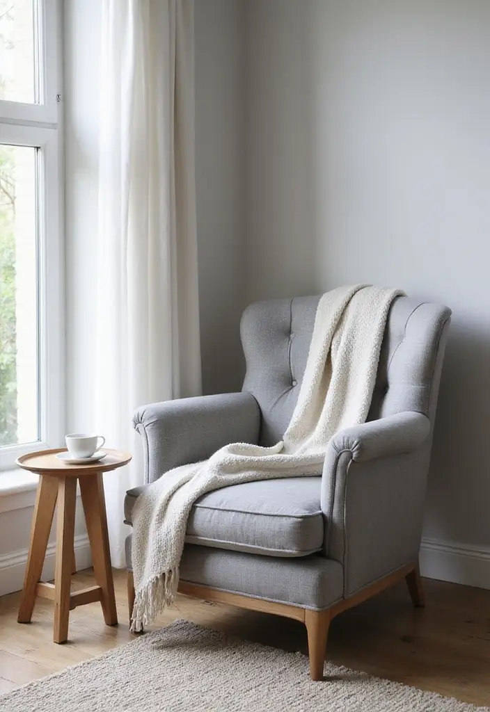 30 Grey Bedroom Furniture Ideas That Are Elegant & Timeless - 4. Soft Grey Upholstered Chair