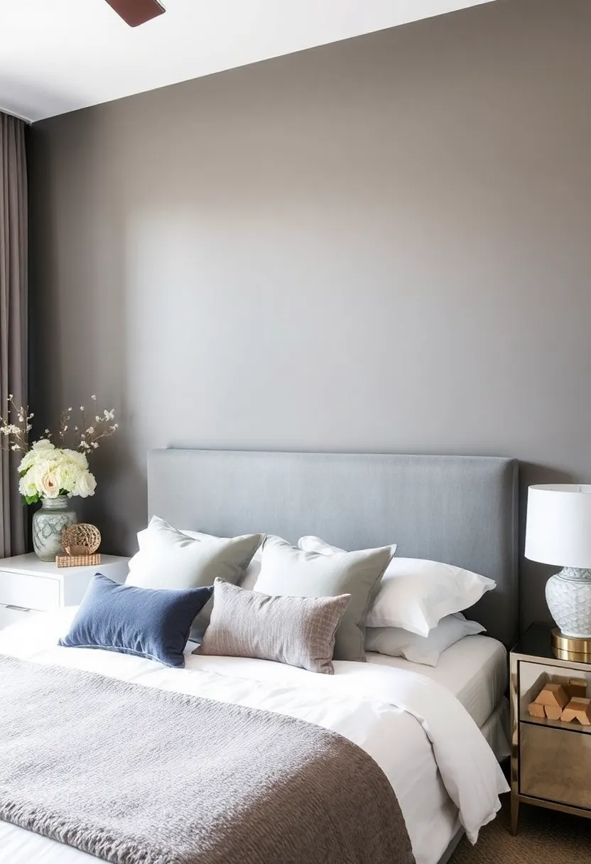 30 Grey Bedroom Furniture Ideas That Are Elegant & Timeless - 7. Grey Accent Wall