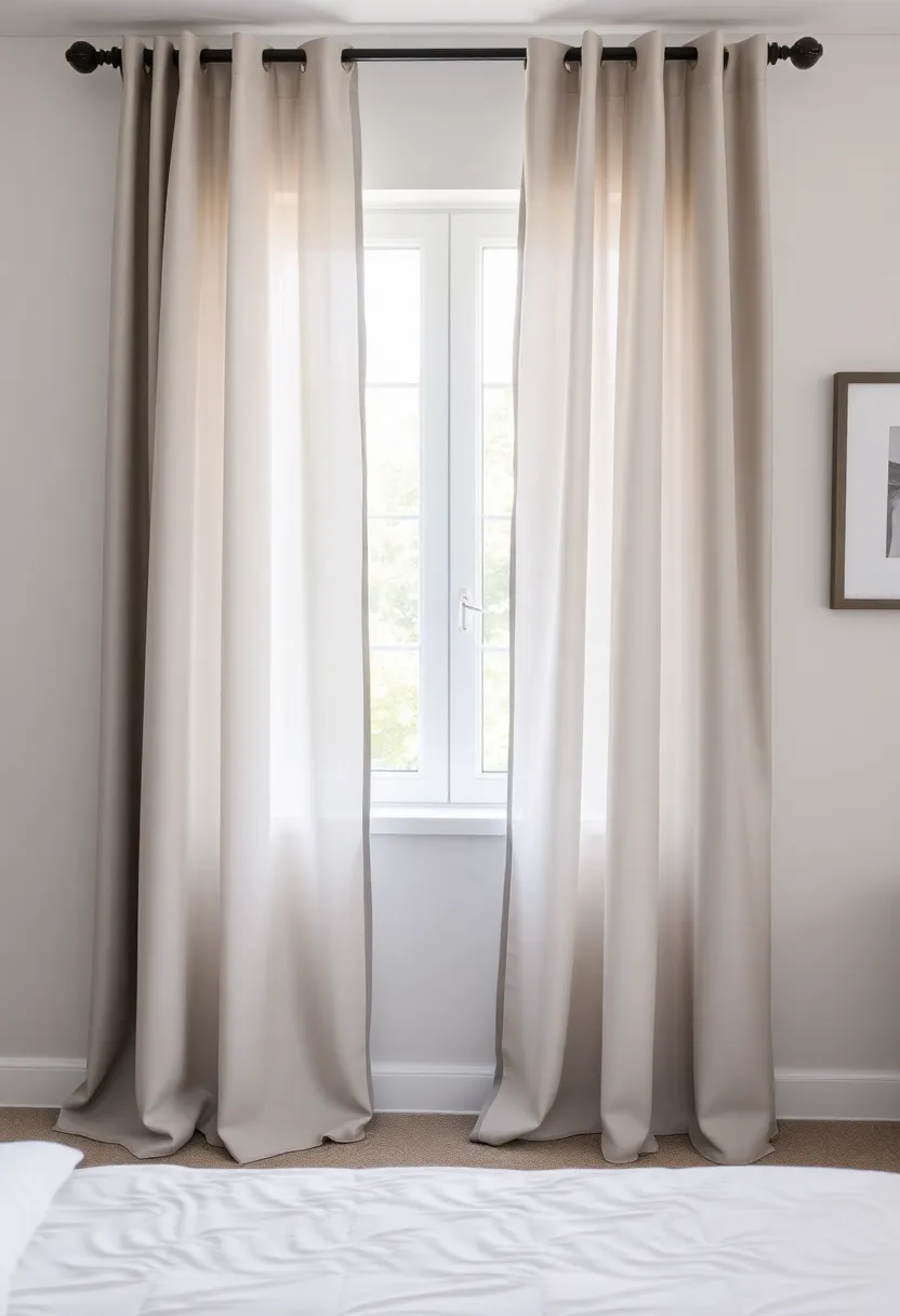 30 Grey Bedroom Furniture Ideas That Are Elegant & Timeless - 8. Soft Grey Curtains