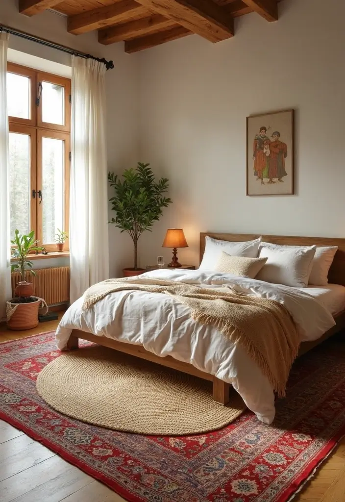 30 Jungle Bedroom Ideas for Adults That Bring Nature Indoors - 10. Textured Rugs for Warmth