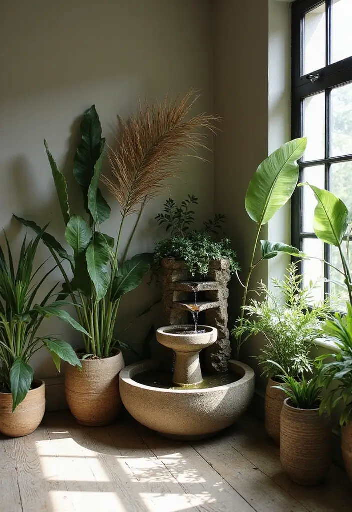 30 Jungle Bedroom Ideas for Adults That Bring Nature Indoors - 11. Indoor Water Features