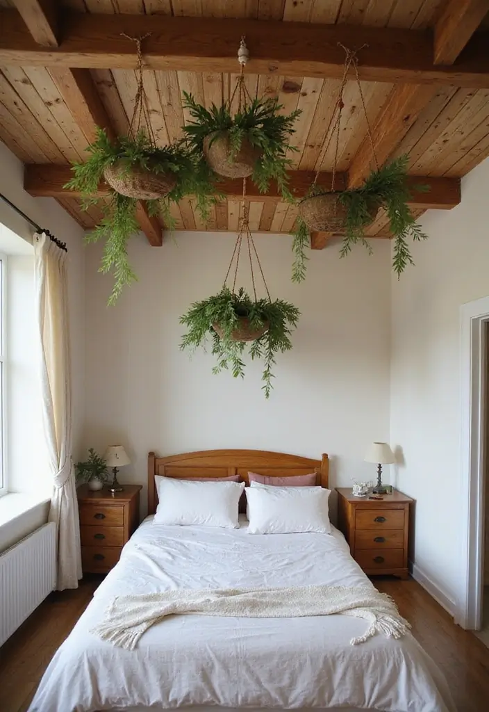 30 Jungle Bedroom Ideas for Adults That Bring Nature Indoors - 12. Ceiling Decor with Nature Motifs
