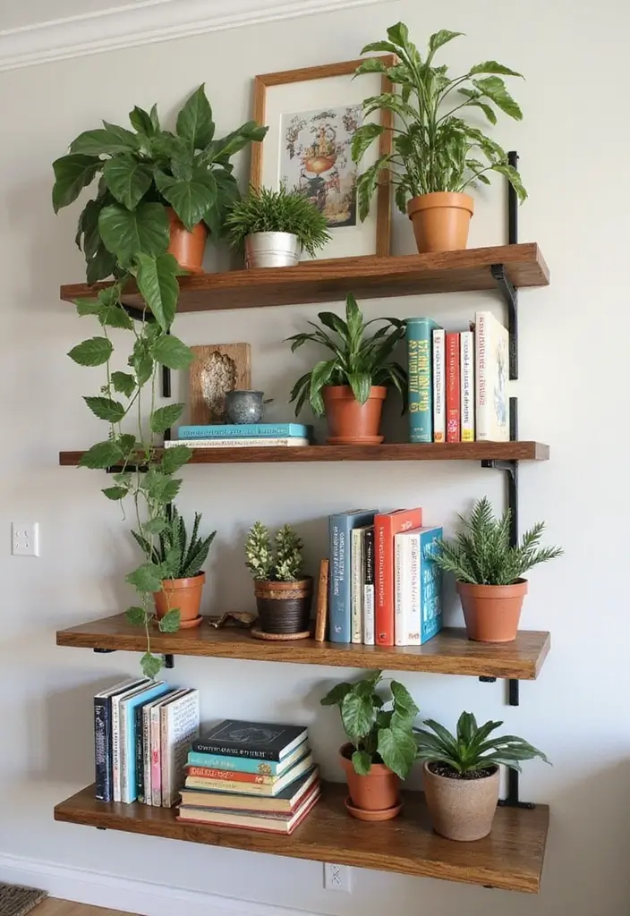 30 Jungle Bedroom Ideas for Adults That Bring Nature Indoors - 17. Creative Wall Shelves