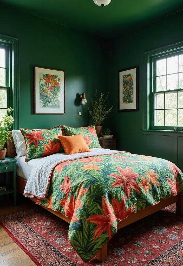 30 Jungle Bedroom Ideas for Adults That Bring Nature Indoors - 4. Exotic Color Palettes