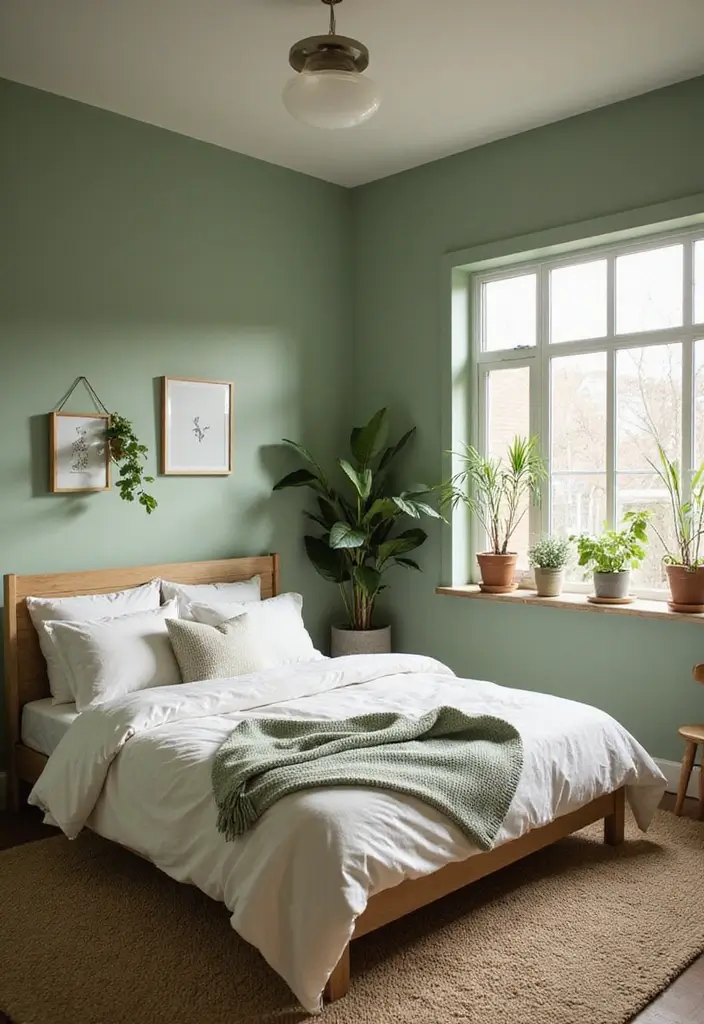 30 Light Green Bedroom Ideas That Add Soft Natural Vibes - 19. Light Green and Earthy Tones