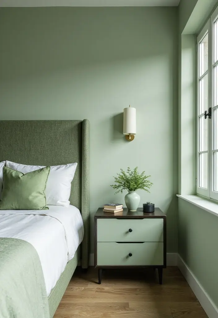 30 Light Green Bedroom Ideas That Add Soft Natural Vibes - 23. Statement Furniture