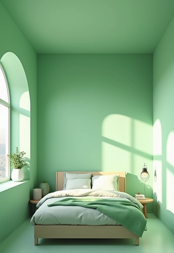 30 Light Green Bedroom Ideas That Add Soft Natural Vibes - 29. Soft Green Ceiling