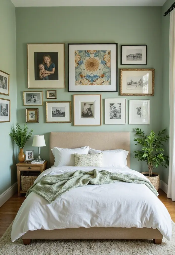 30 Light Green Bedroom Ideas That Add Soft Natural Vibes - 30. Personal Touches