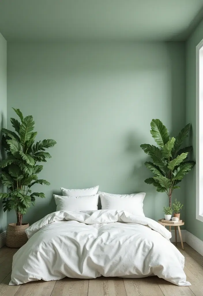 30 Light Green Bedroom Ideas That Add Soft Natural Vibes - 4. Relaxing Forest Green Touch