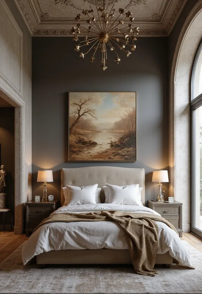 30 Luxury Bedroom Design Ideas That Exude Elegance & Class - 17. Artistic Touches