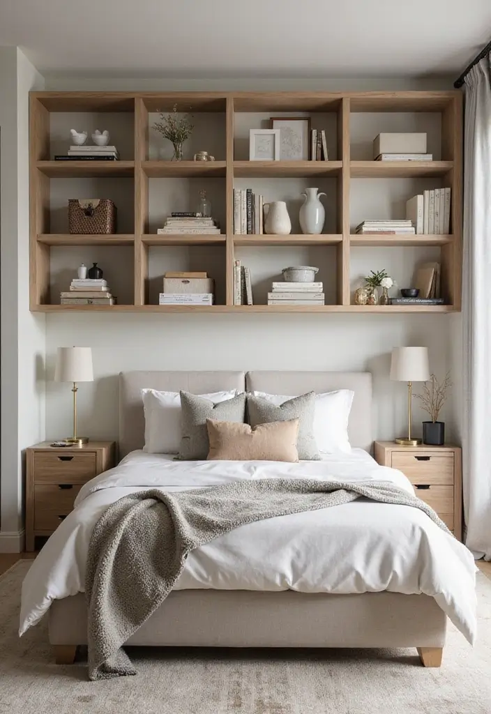 30 Luxury Bedroom Design Ideas That Exude Elegance & Class - 18. Open Shelving