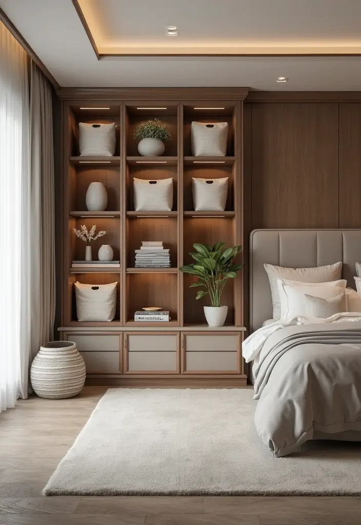 30 Luxury Bedroom Design Ideas That Exude Elegance & Class - 19. Smart Storage Solutions