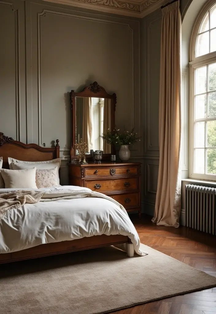 30 Luxury Bedroom Design Ideas That Exude Elegance & Class - 23. Vintage Finds