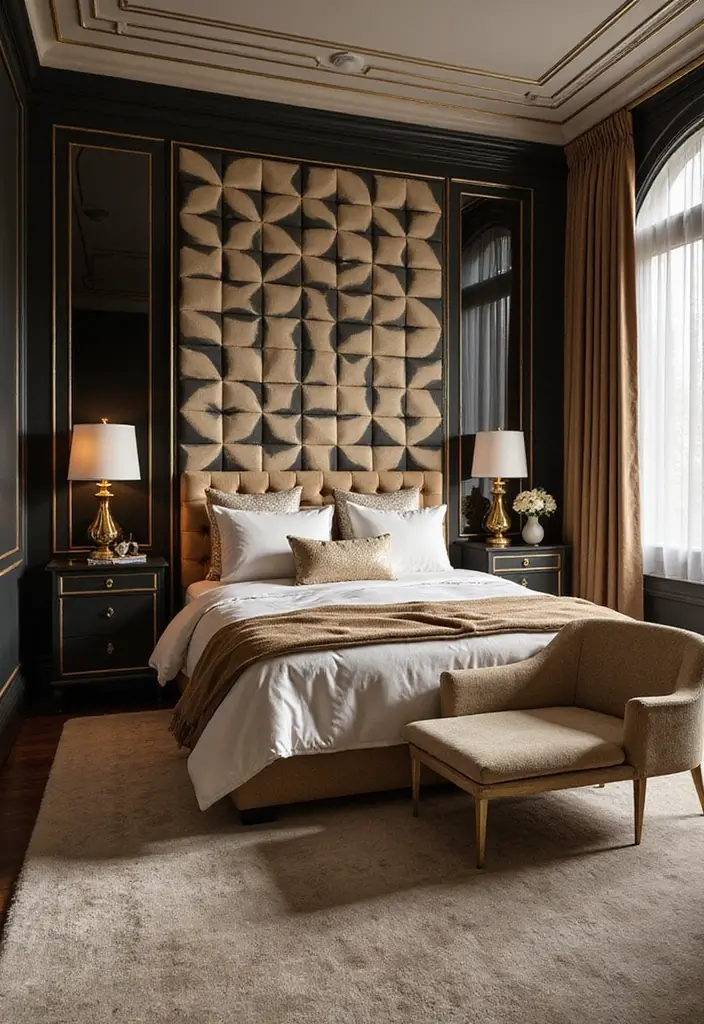 30 Luxury Bedroom Design Ideas That Exude Elegance & Class - 4. Art Deco Revival