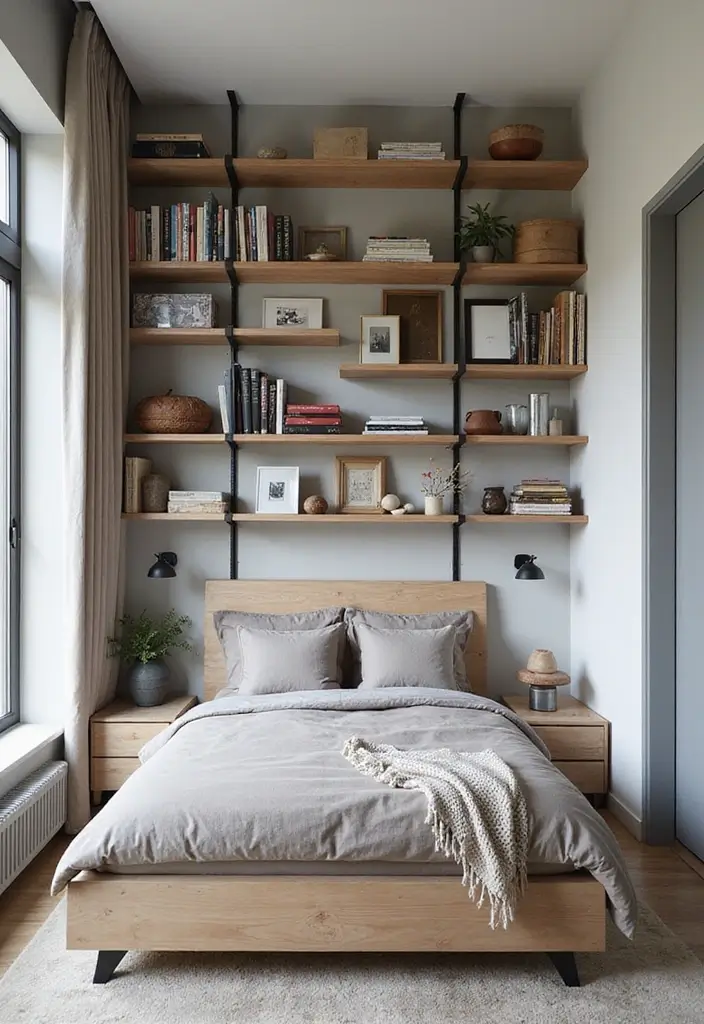 30 Men’s Small Bedroom Ideas That Feel Minimal & Masculine - 1. Embrace Open Shelving