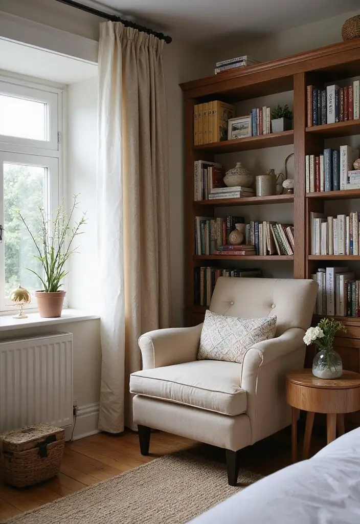 30 Men’s Small Bedroom Ideas That Feel Minimal & Masculine - 11. Create a Reading Nook