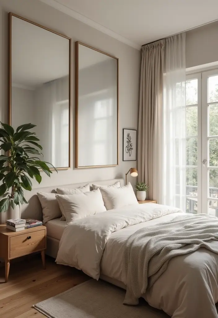 30 Men’s Small Bedroom Ideas That Feel Minimal & Masculine - 16. Use Mirrors for Depth