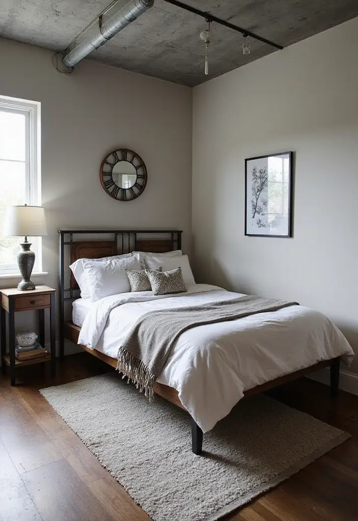 30 Men’s Small Bedroom Ideas That Feel Minimal & Masculine - 20. Choose Metal Accents