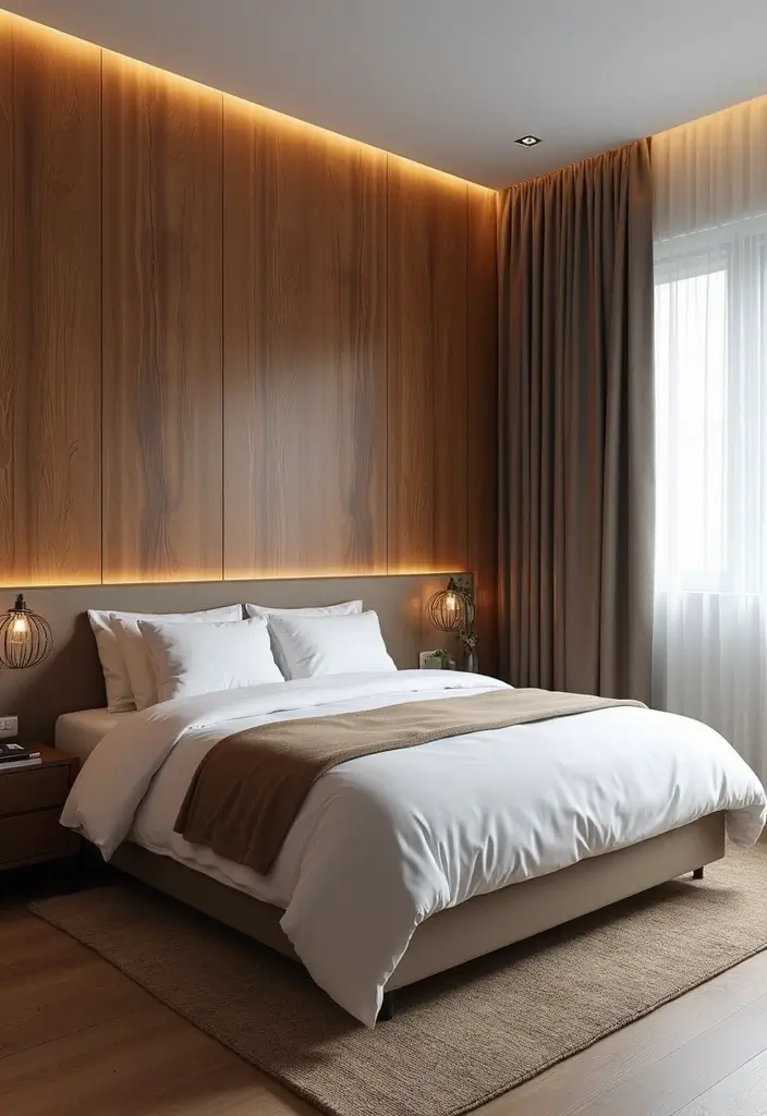 30 Men’s Small Bedroom Ideas That Feel Minimal & Masculine - 22. Build a Feature Wall