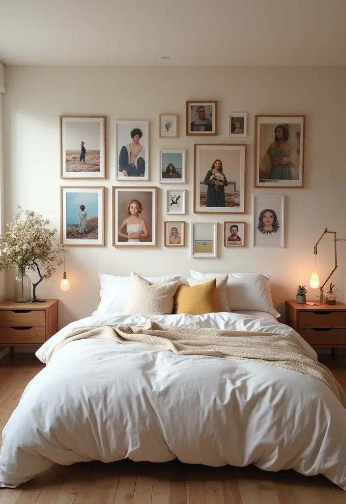 30 Men’s Small Bedroom Ideas That Feel Minimal & Masculine - 23. Create a Gallery Wall