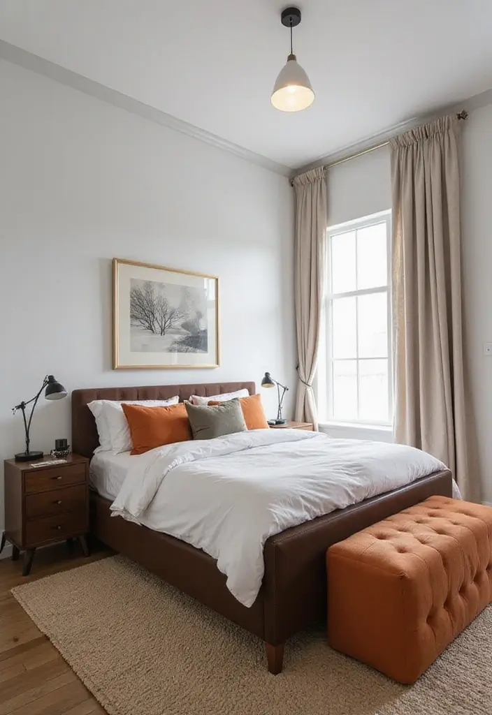 30 Men’s Small Bedroom Ideas That Feel Minimal & Masculine - 27. Go for Statement Furniture Pieces