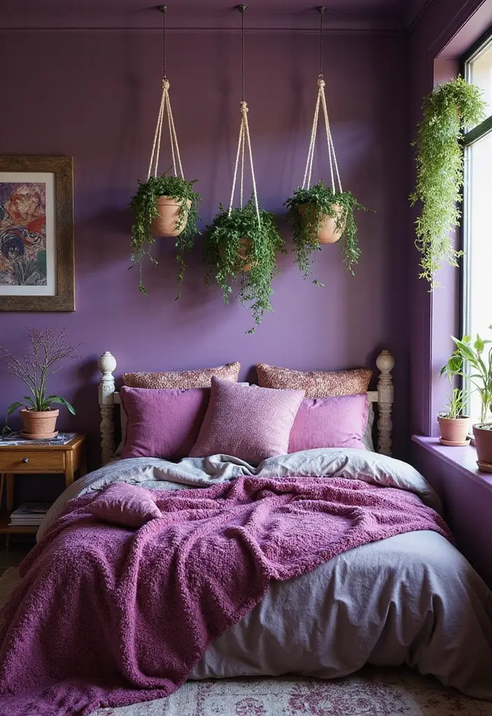30 Purple Bedroom Ideas for Teens That Look Trendy & Vibrant - 1. Bohemian Dreamscape