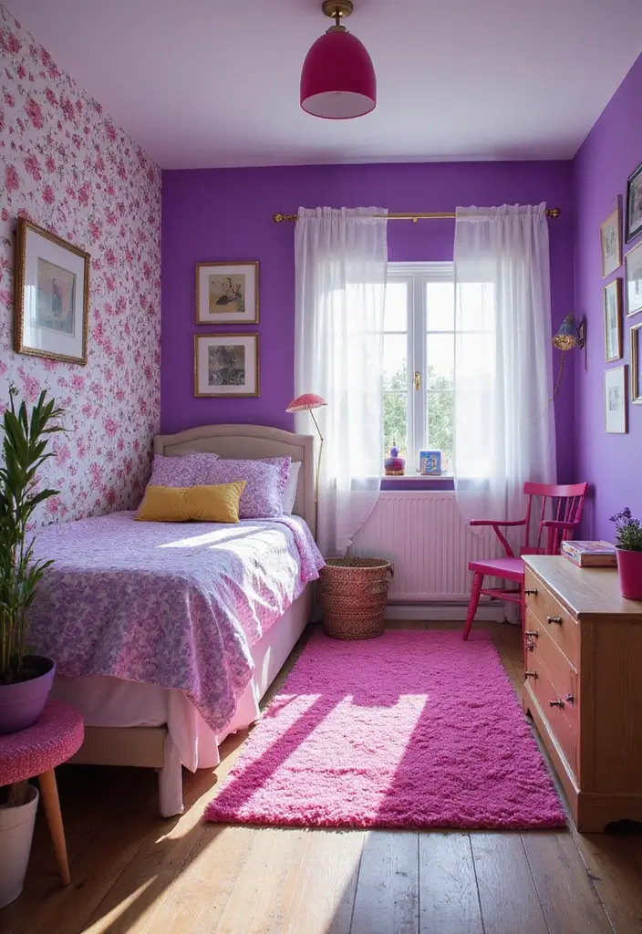 30 Purple Bedroom Ideas for Teens That Look Trendy & Vibrant - 15. Playful Patterns