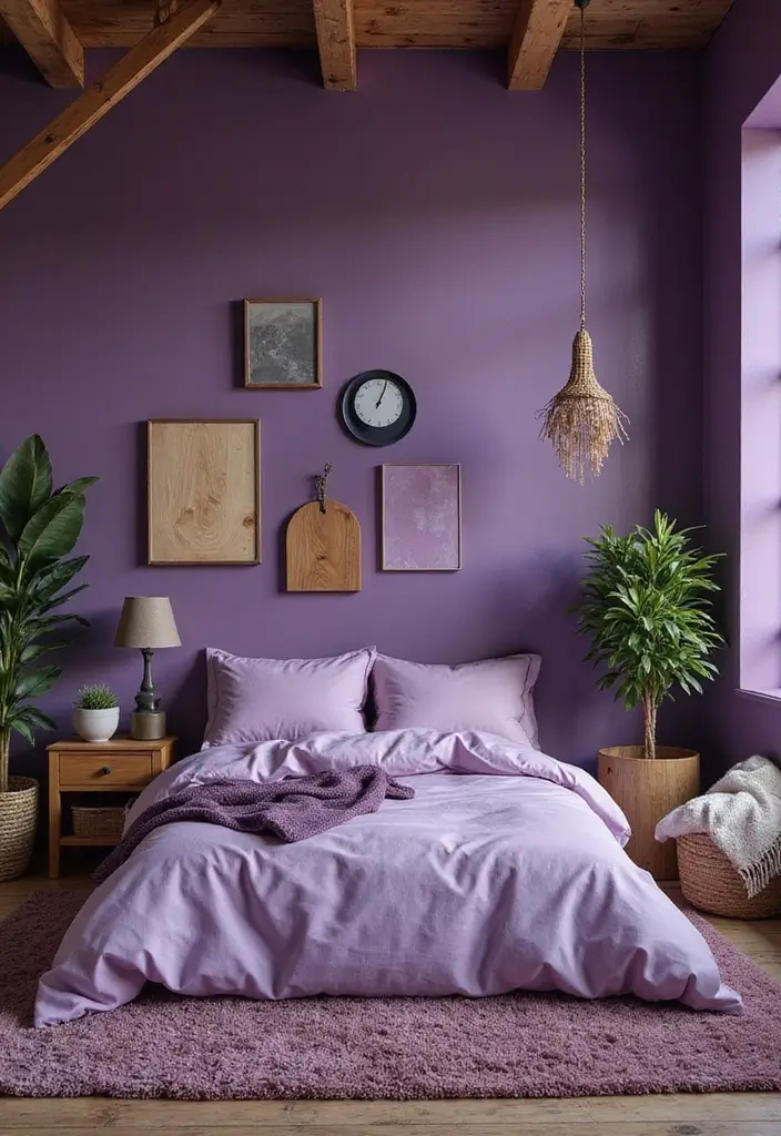 30 Purple Bedroom Ideas for Teens That Look Trendy & Vibrant - 2. Rustic Purple Retreat