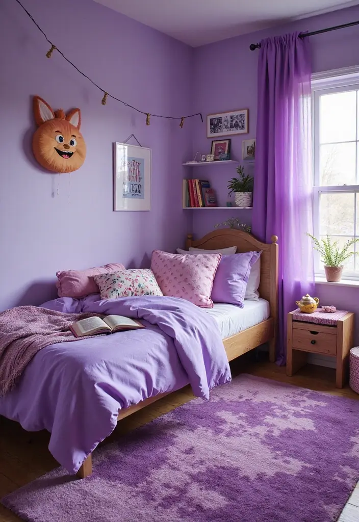 30 Purple Bedroom Ideas for Teens That Look Trendy & Vibrant - 20. Whimsical Wonderland