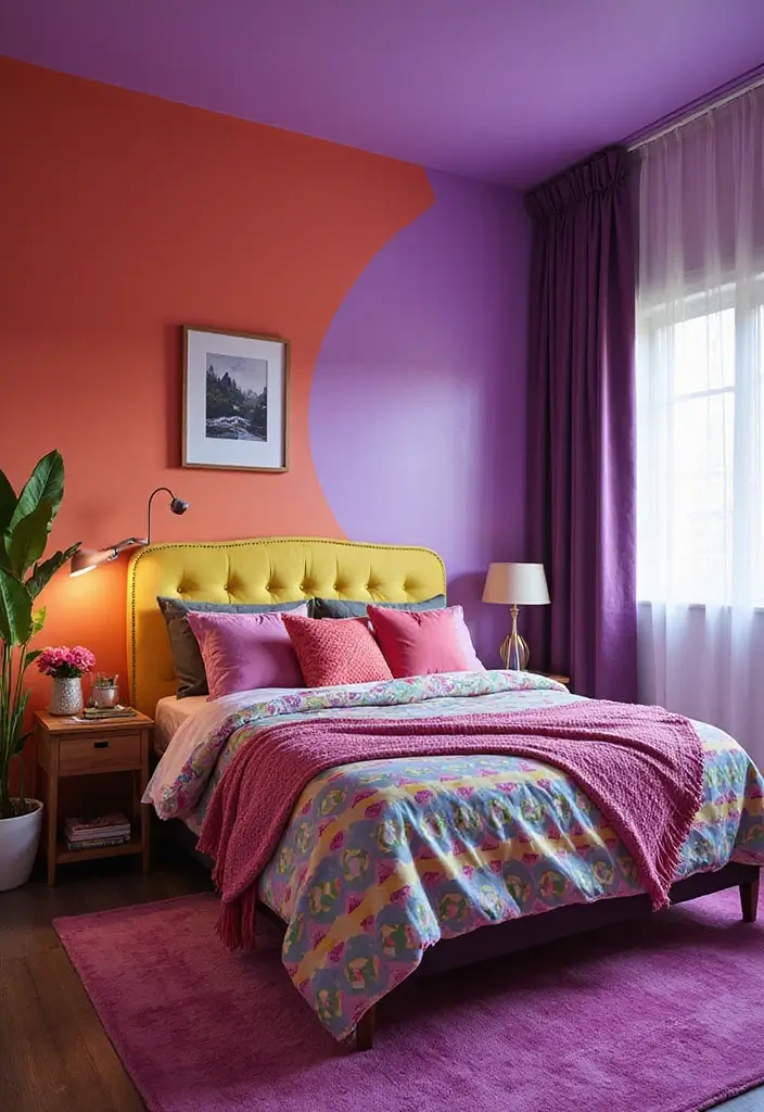30 Purple Bedroom Ideas for Teens That Look Trendy & Vibrant - 22. Color Blocked Fun