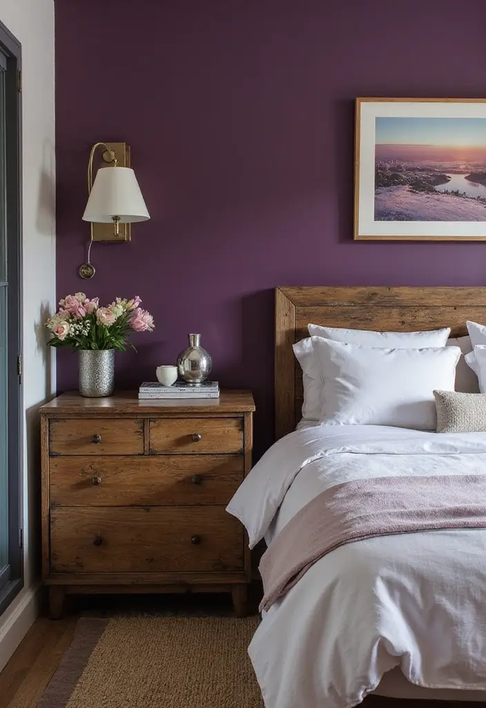 30 Purple Bedroom Ideas for Teens That Look Trendy & Vibrant - 23. Rustic Modern