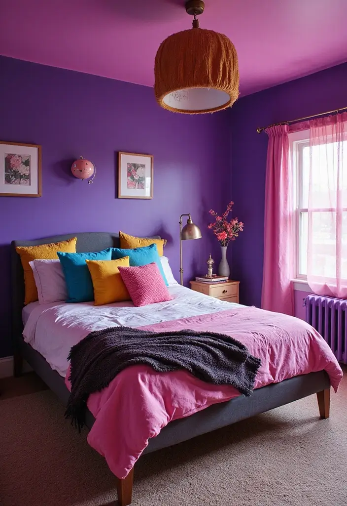 30 Purple Bedroom Ideas for Teens That Look Trendy & Vibrant - 25. Bold and Bright