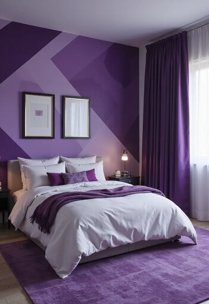 30 Purple Bedroom Ideas for Teens That Look Trendy & Vibrant - 28. Geometric Harmony