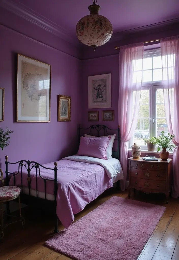 30 Purple Bedroom Ideas for Teens That Look Trendy & Vibrant - 5. Vintage Vibes