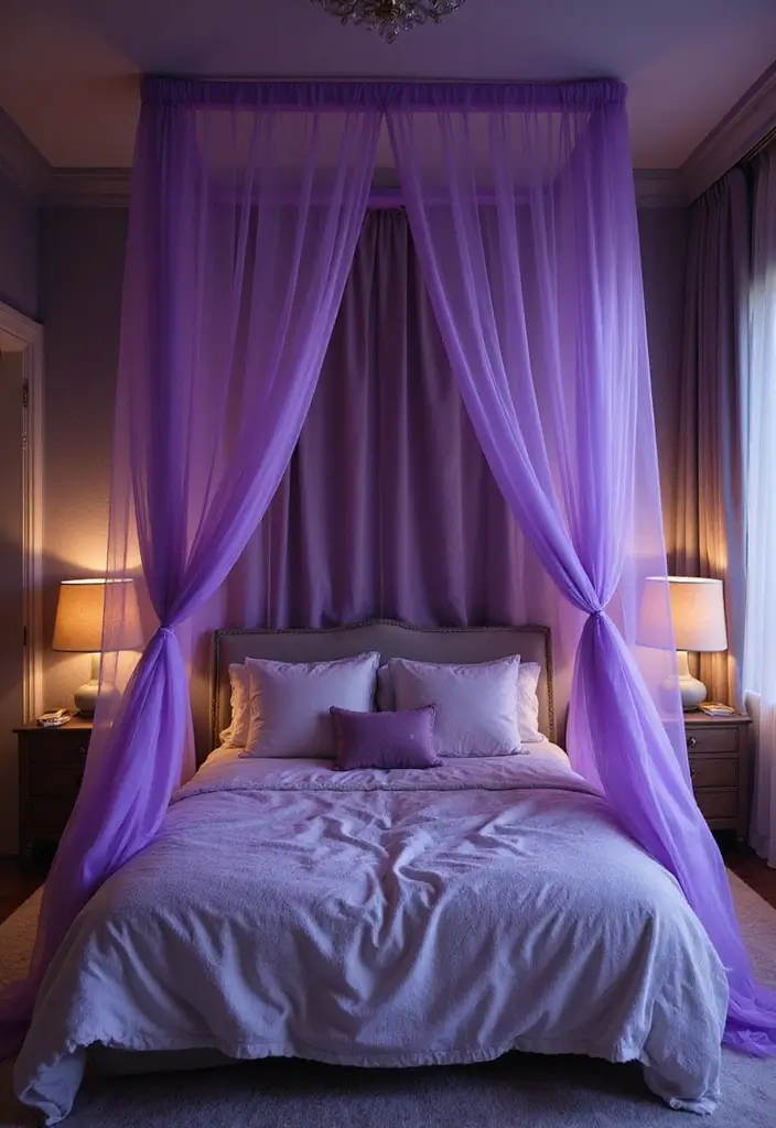 30 Purple Bedroom Ideas for Teens That Look Trendy & Vibrant - 8. Cozy Canopy