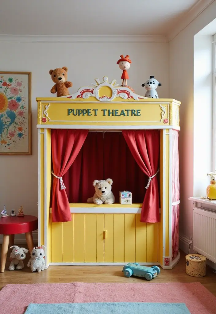 30 Room Divider Ideas for Kids Bedroom That Create Cozy Spaces - 12. Puppet Theatre as a Divider