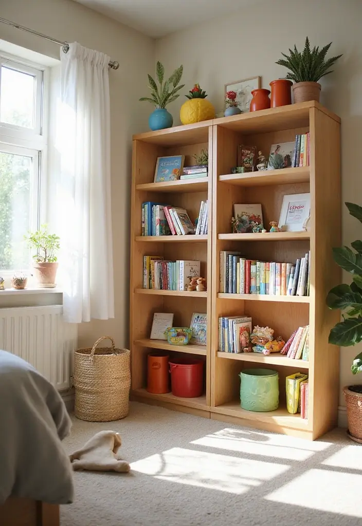 30 Room Divider Ideas for Kids Bedroom That Create Cozy Spaces - 2. Bookshelf as a Divider