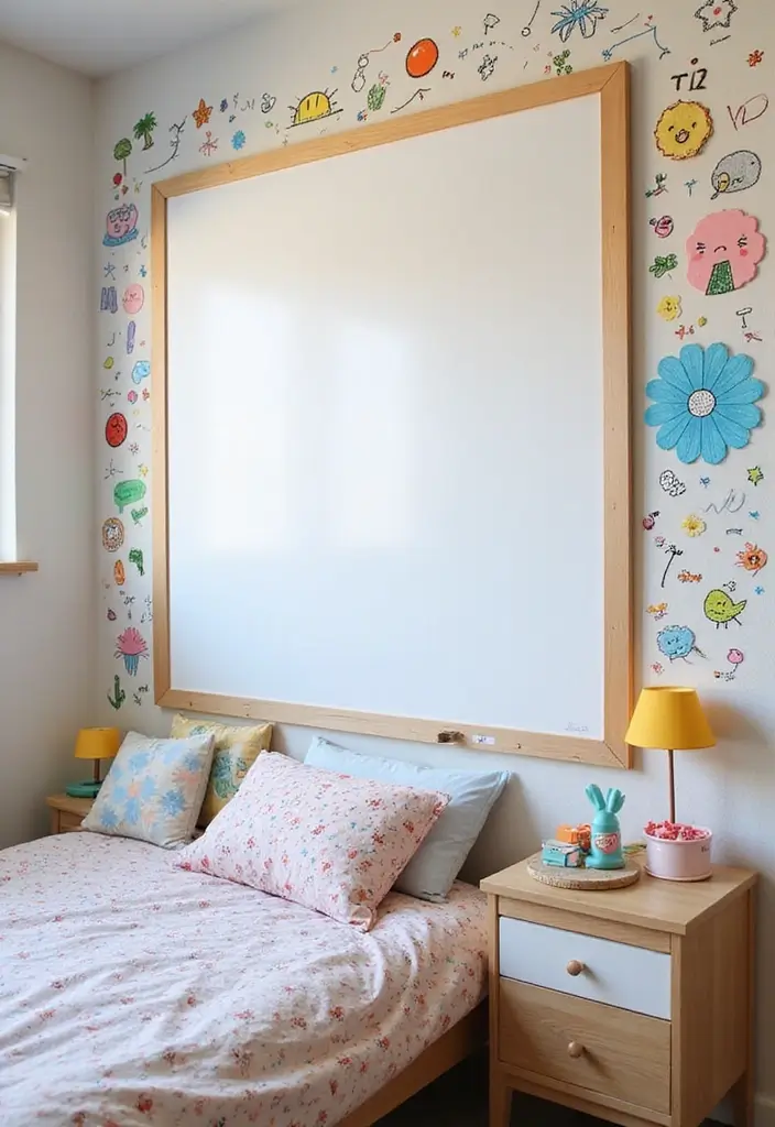 30 Room Divider Ideas for Kids Bedroom That Create Cozy Spaces - 20. Magnetic Whiteboard Wall