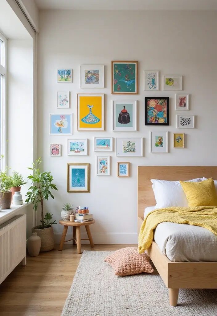 30 Room Divider Ideas for Kids Bedroom That Create Cozy Spaces - 22. Art Wall Collage as a Divider