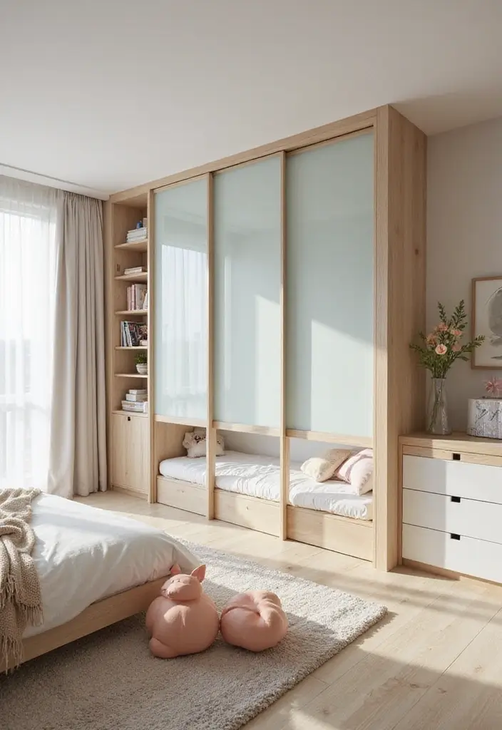 30 Room Divider Ideas for Kids Bedroom That Create Cozy Spaces - 23. Minimalist Glass Panels