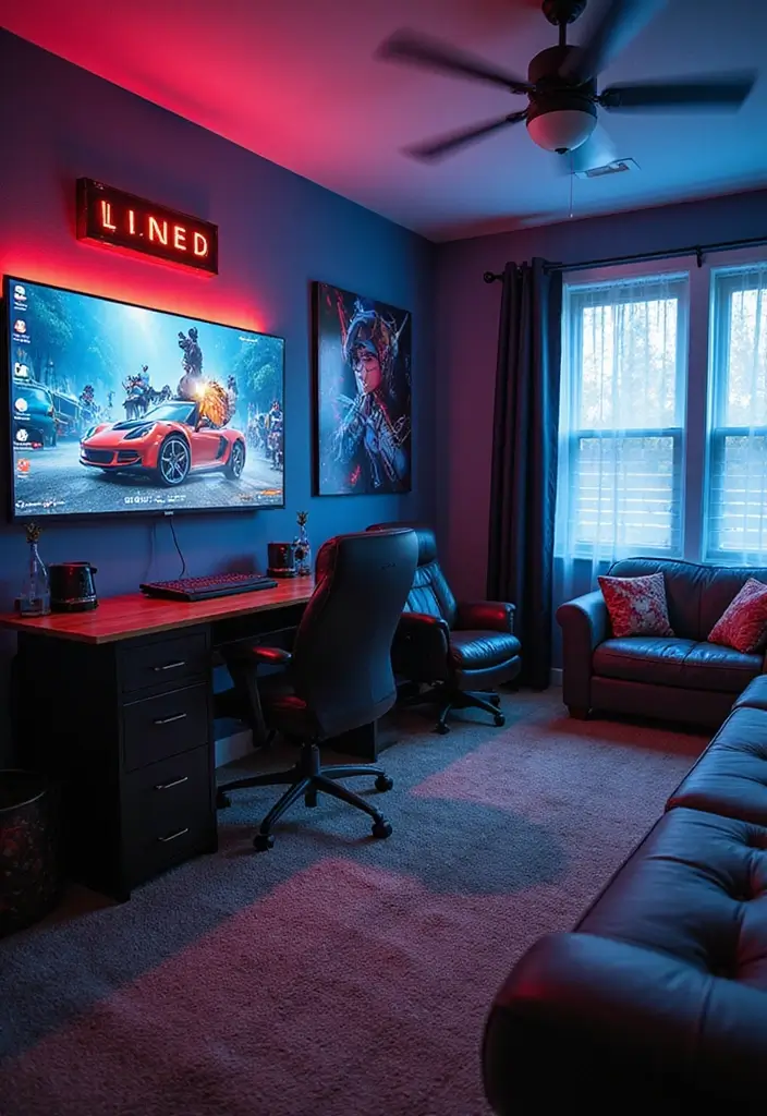 30 Teen Boys Shared Bedroom Ideas That Are Functional and Cool - 13. Gaming Haven