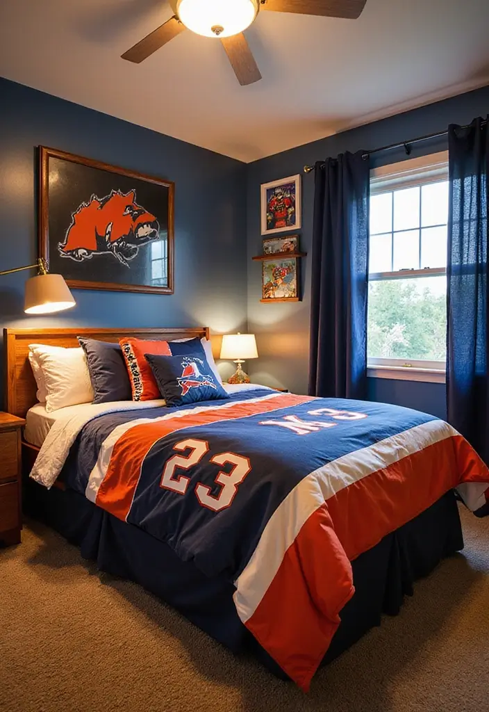 30 Teen Boys Shared Bedroom Ideas That Are Functional and Cool - 18. Sports Fan Paradise