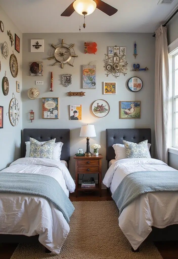 30 Teen Boys Shared Bedroom Ideas That Are Functional and Cool - 21. Fun Wall Art